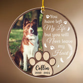 Personalized Dog Memorial Ornaments You Will Never Leave My Heart Acrylic Ornament Christmas Keepsake Sympathy Remembrance Gift